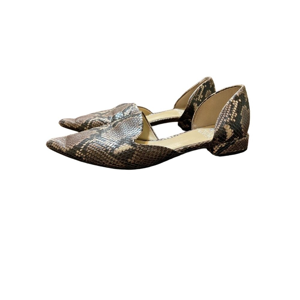 Vince Camuto Cruiz Shoes Snake Print D'Orsay Flats Pointed Toe Size 8.5